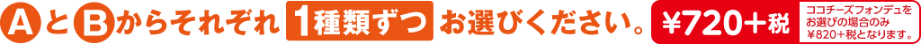 AとBからそれぞれ１種類ずつお選びください